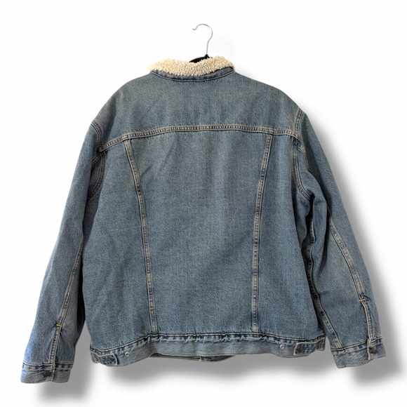 Levi's Blue Medium Wash Denim Sherpa Truck Jacket Type III Fully Lined Size XXL - Picture 8 of 12